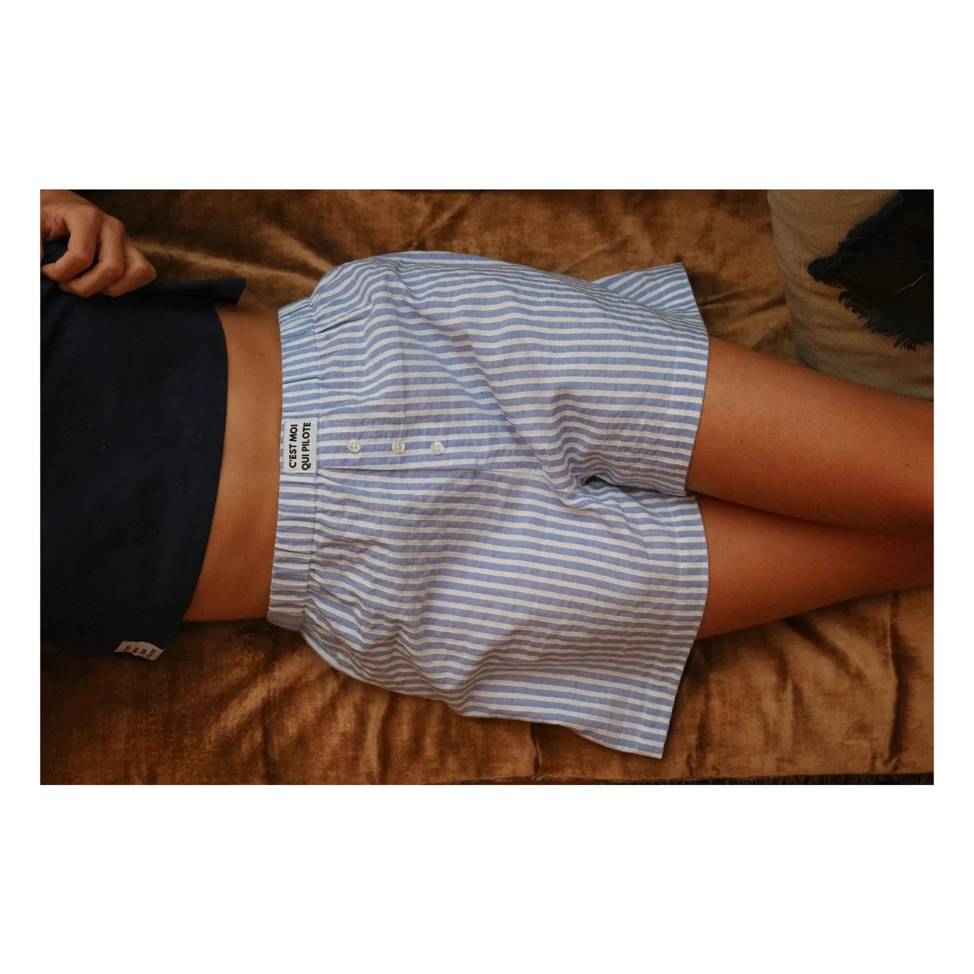 C'est moi qui pilote - Striped Shorts | Blue