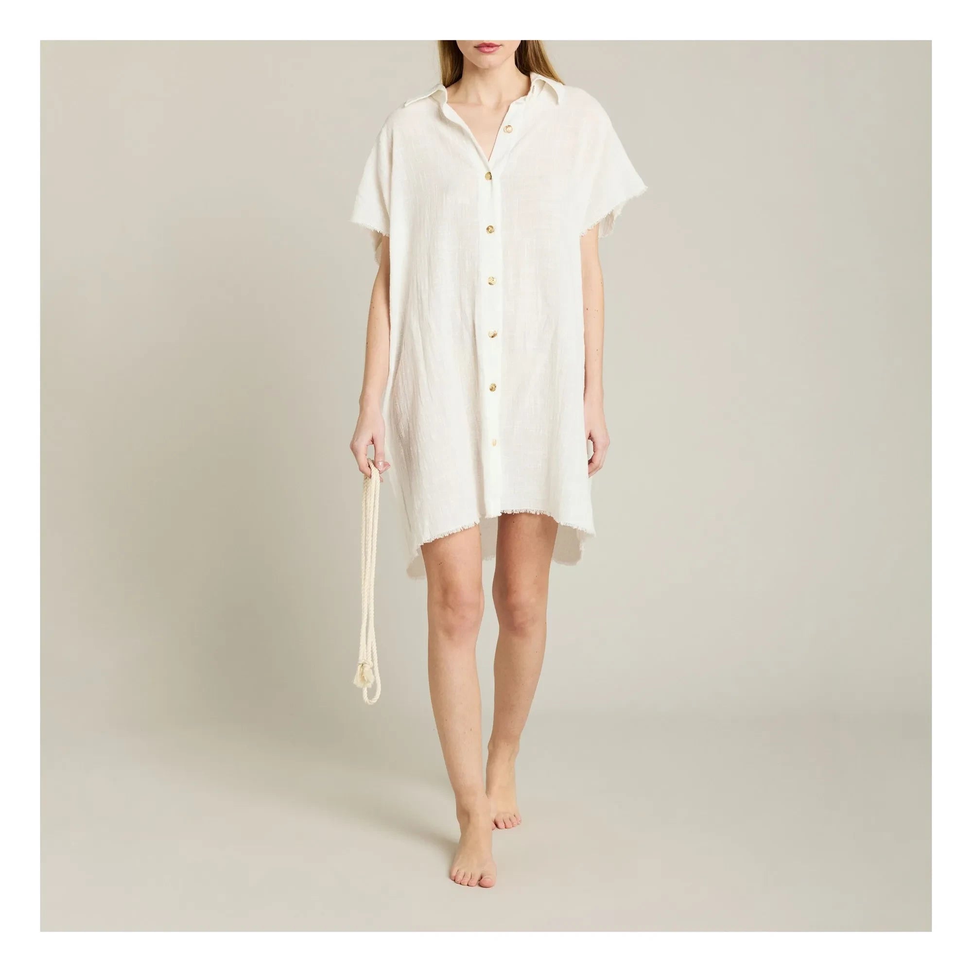 Maison Saint Julien - Paros Cotton Gauze Dress | Ivory
