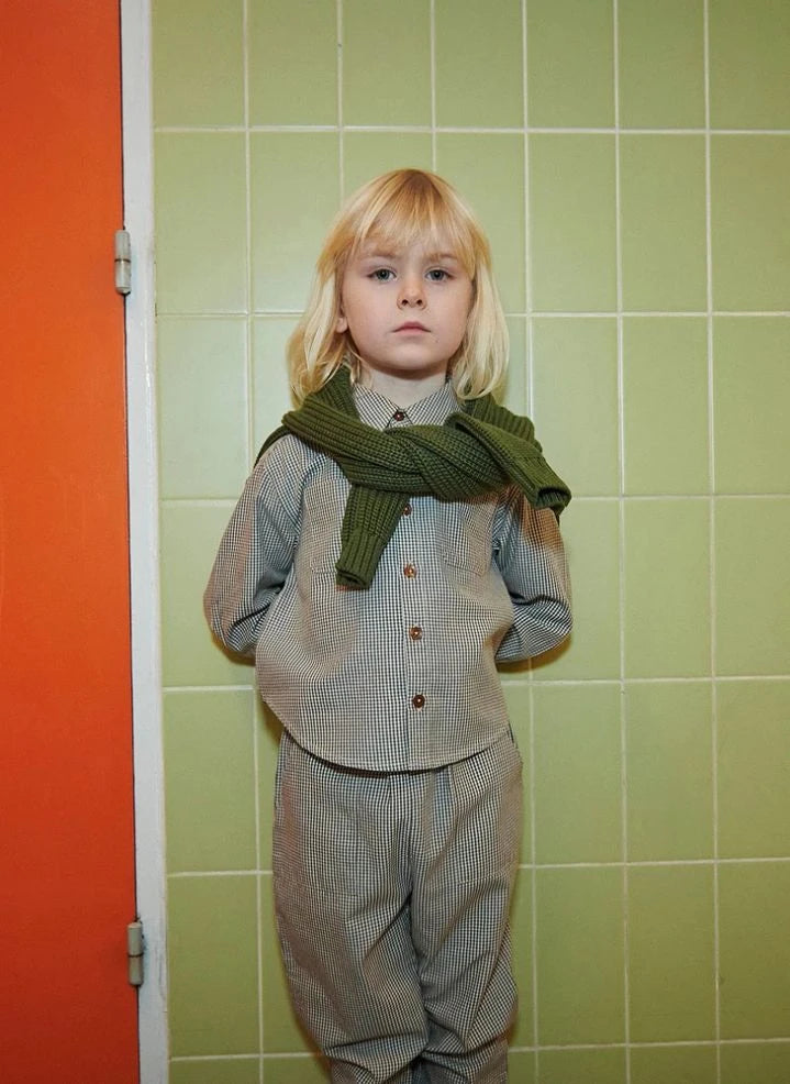 Copenhagen Colors - Organic Cotton Checked Pants | Brown