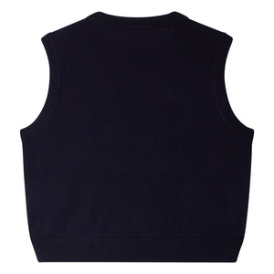 Bonpoint - Maelle Cherry Pattern Wool Sleeveless Sweater | Navy Blue