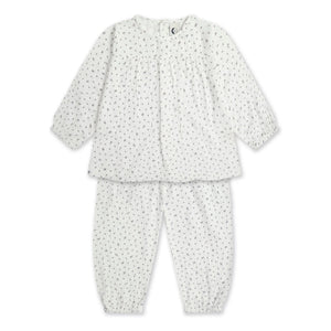 Sleepy Doe - Organic Cotton Floral Pajamas | White
