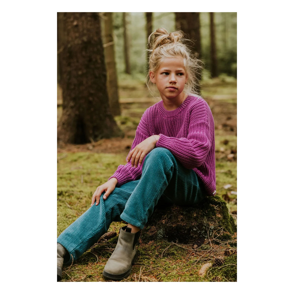 Yuki - Organic Cotton Thick Knit Sweater | Dark Purple