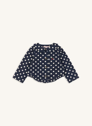 Konges Sløjd - Nola Organik Pamuk Denim Puantiyeli Ceket | Koyu Mavi