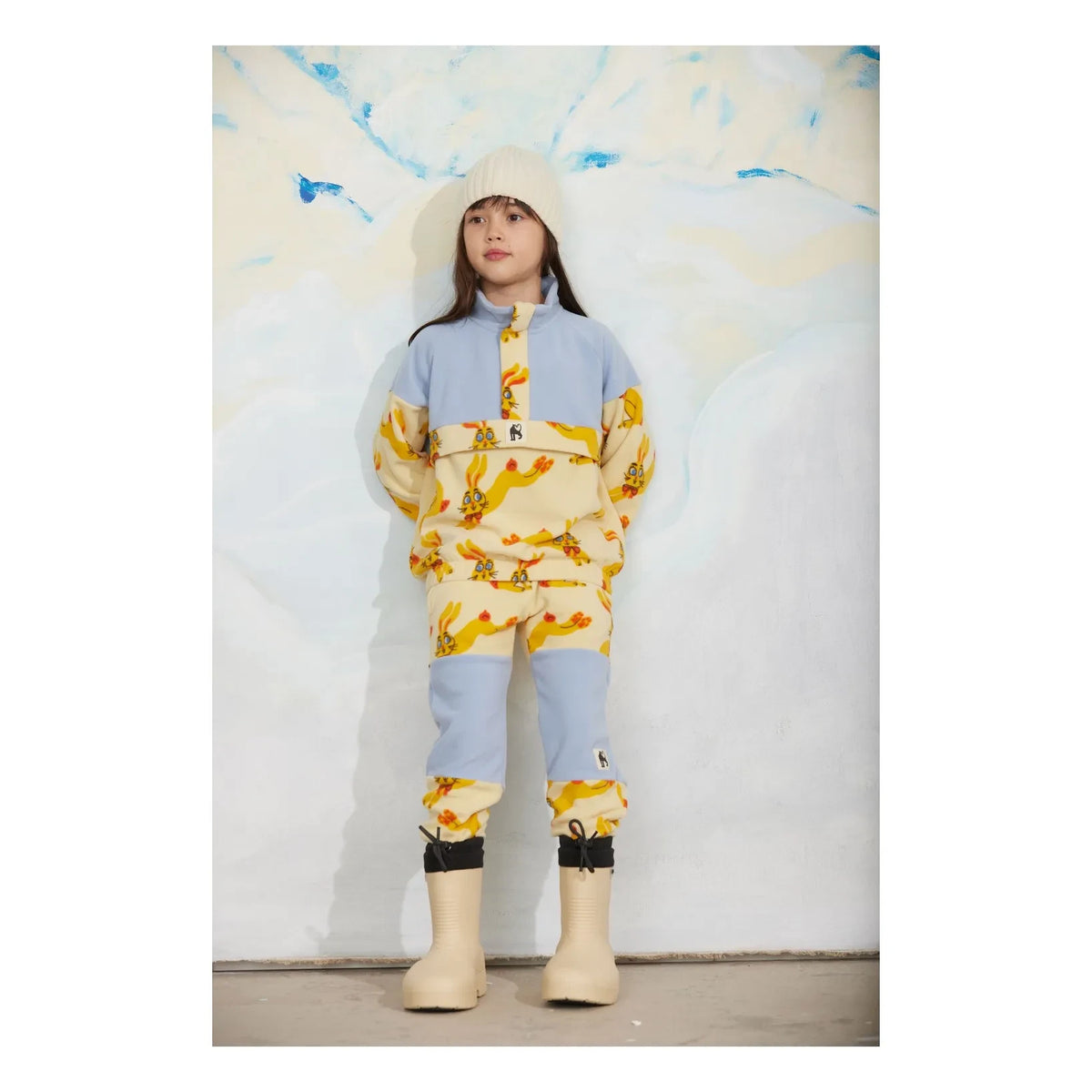 Mini Rodini - Zip Sweat Rabbits Recycled Fiber | Yellow