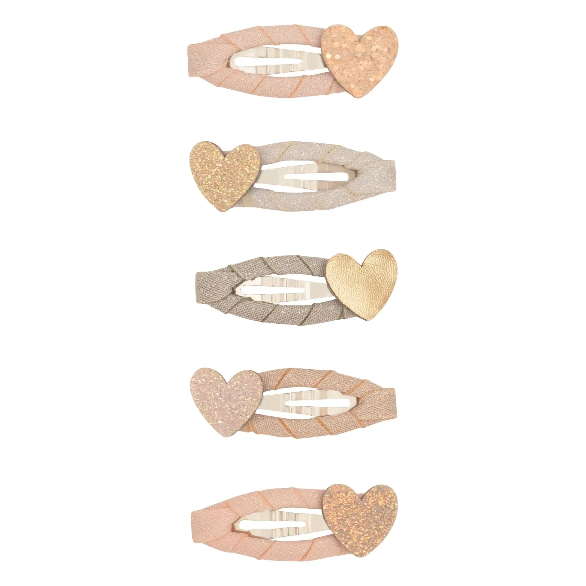Mimi & Lula - Set of 5 Mini Glitter Heart Hair Clips | Pink