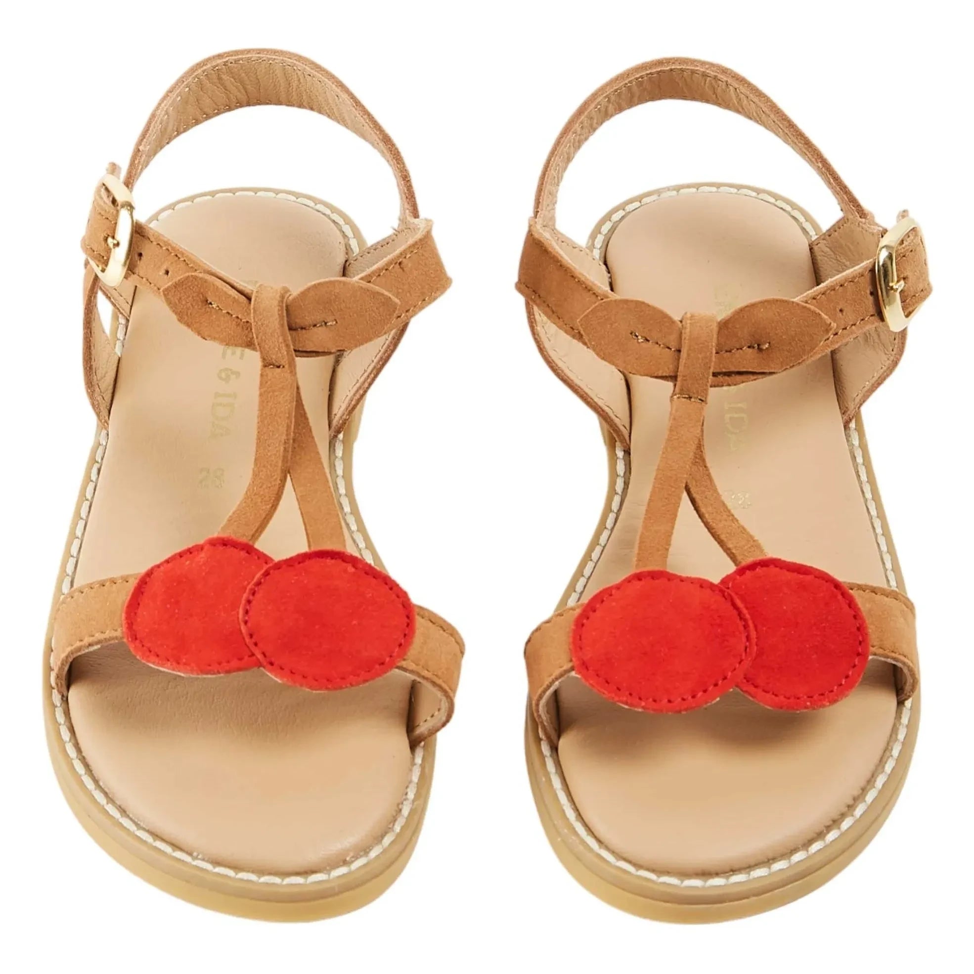Emile et Ida - Cherries Leather Sandals | Red