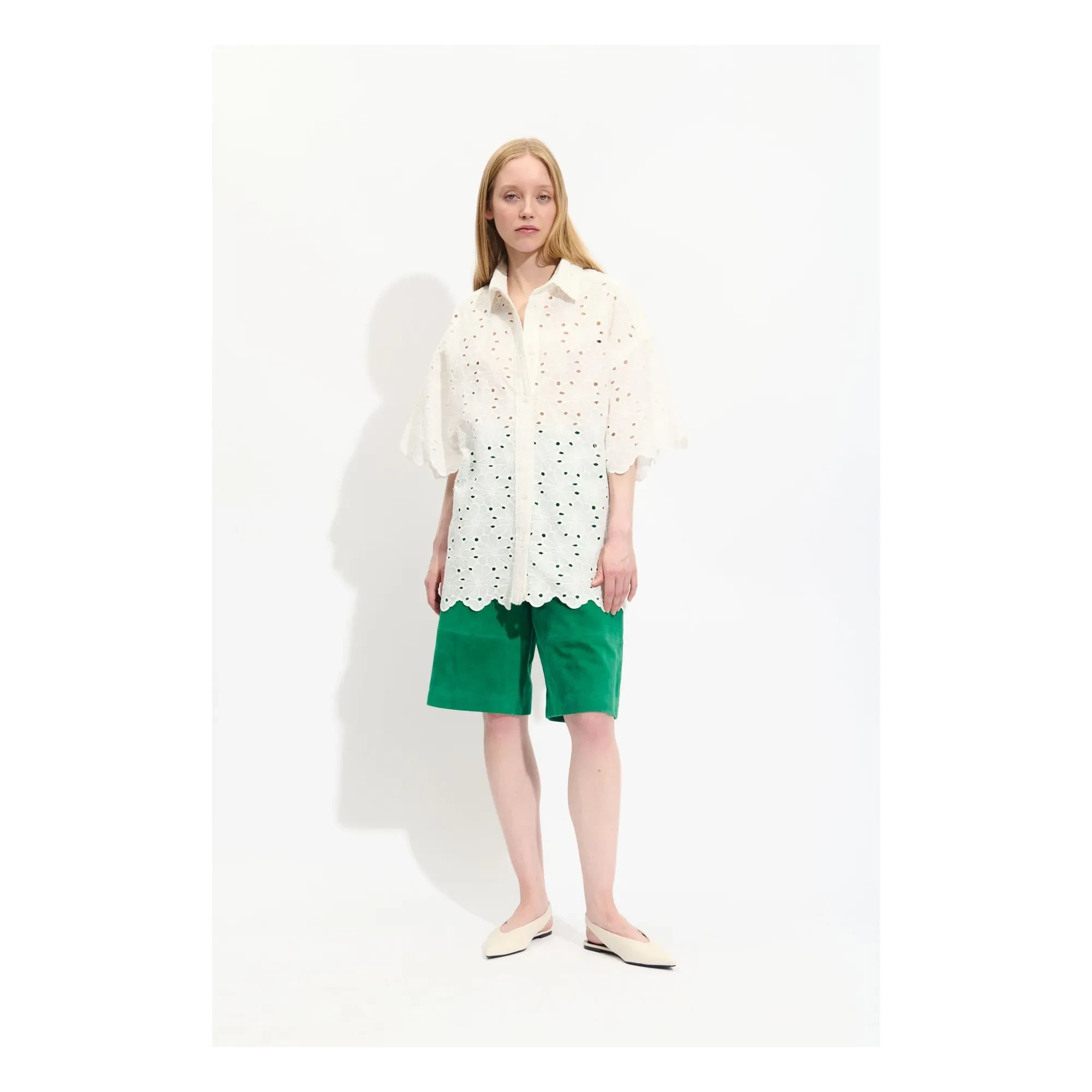 BELLEPIECE - Pio Cotton Embroidered Blouse | White