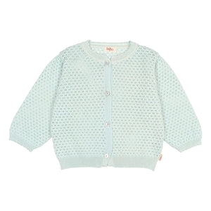 Búho - 3/4 Sleeve Pointelle Organic Cotton Cardigan | Mint Green