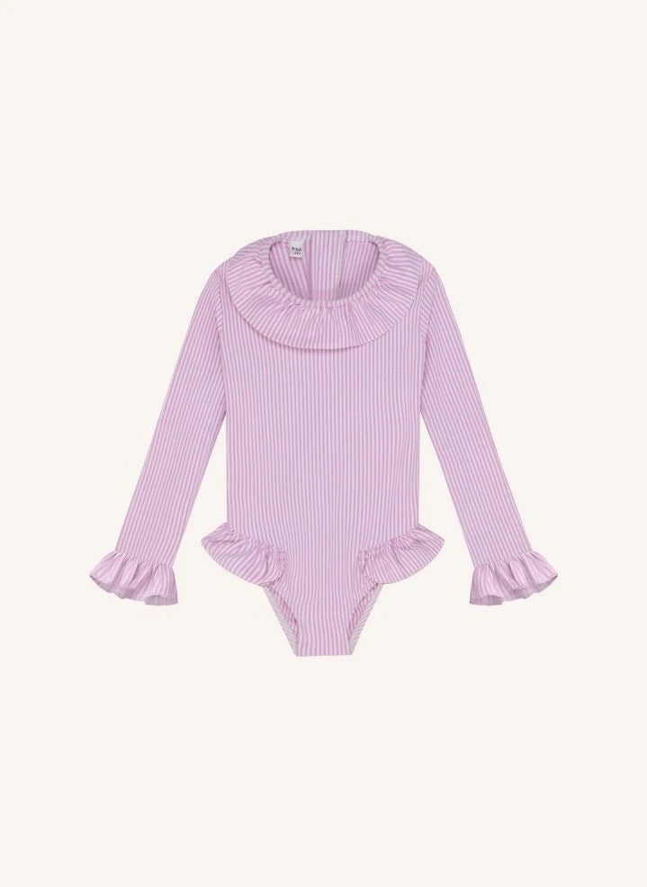 Lison Paris - Striped Marshmallow One-Piece Swimsuit | Pink