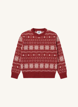 Hundred Pieces - Mika Jacquard Merino Wool Sweater | Dark Red