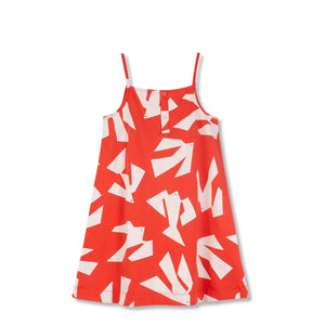 Wynken - Birds Organic Cotton Dress | Red