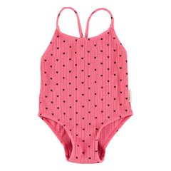 Piupiuchick - Ribbed Heart Organic Cotton Swimsuit | Pink