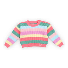 the new society - Canela Striped Organic Cotton Sweater | Pink