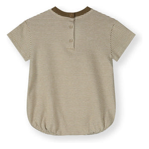 Gray Label - Organic Cotton Striped Romper | Khaki Brown