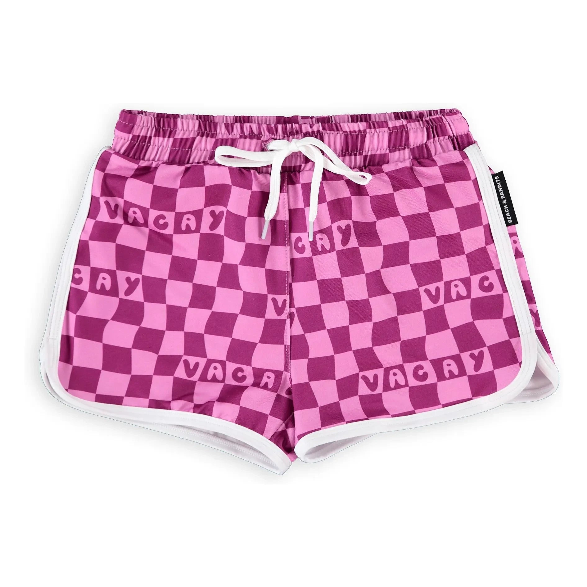 Beach & Bandits - Checked Vacation Trunk Recycled Fiber UV-Protective Swimsuit Shorts | Fuchsia