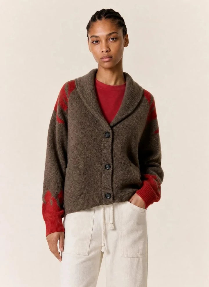 Leon & Harper - Mario Alpaca Flames Cardigan | Brown