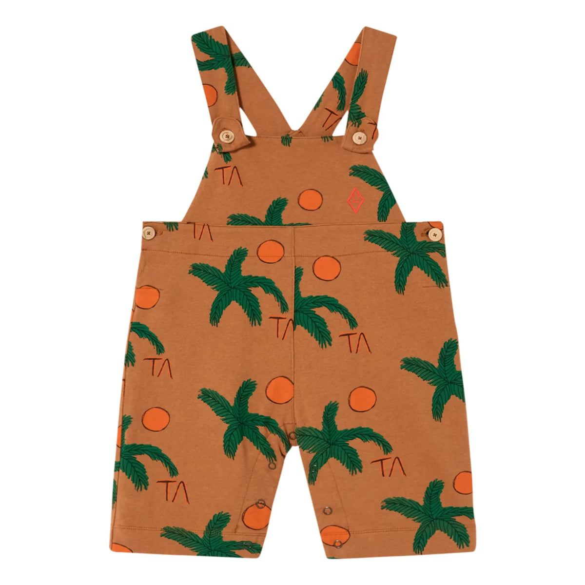 The Animals Observatory - Baby Mule Palm Tree Jersey Overalls | Caramel