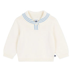Petit Bateau - Organic Cotton Shawl Collar Sweater | Ivory