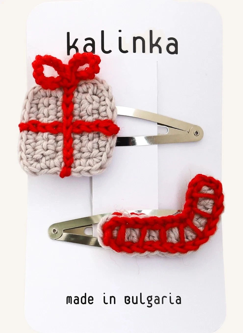 Kalinka - Set of 2 Merino Wool Christmas Hair Sticks | Red