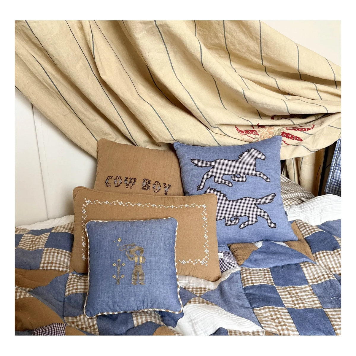 Editions Aimable - Cowboy Clovis pillow | Blue Chambray
