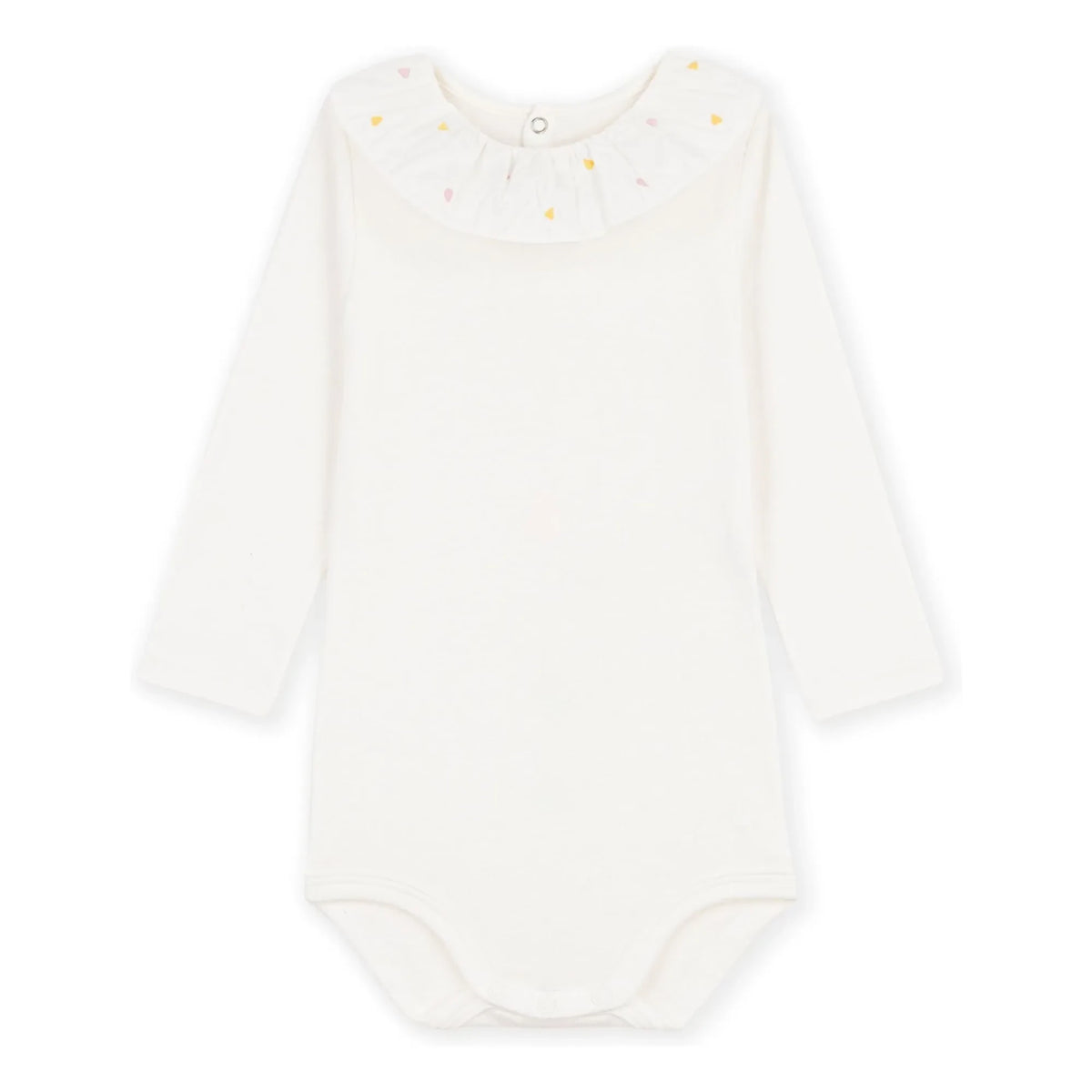 Petit Bateau - Organik Pamuk İşlemeli Yaka Body | Beyaz