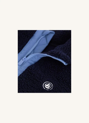 Petit Bateau - Midnight Blue Color-Block Sherpa Jacket