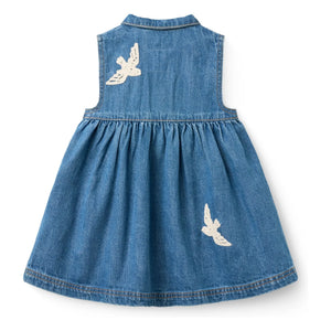 Copenhagen Colors - Blue Bird Print Organic Cotton Denim Dress