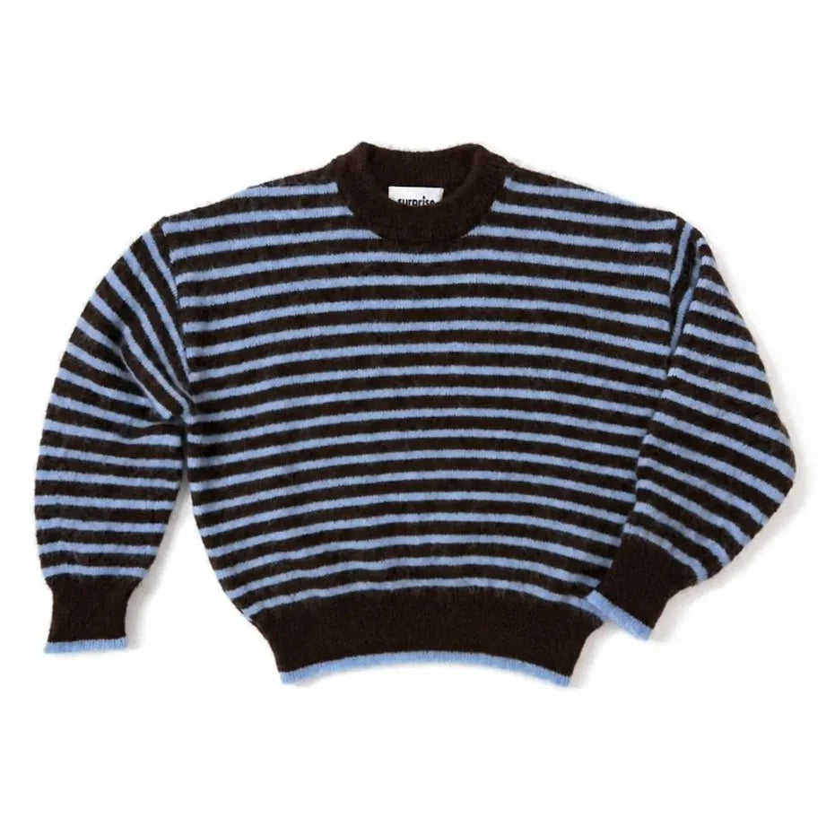 Surprise Paris - Lala Fuzzy Striped Sweater | Chocolate