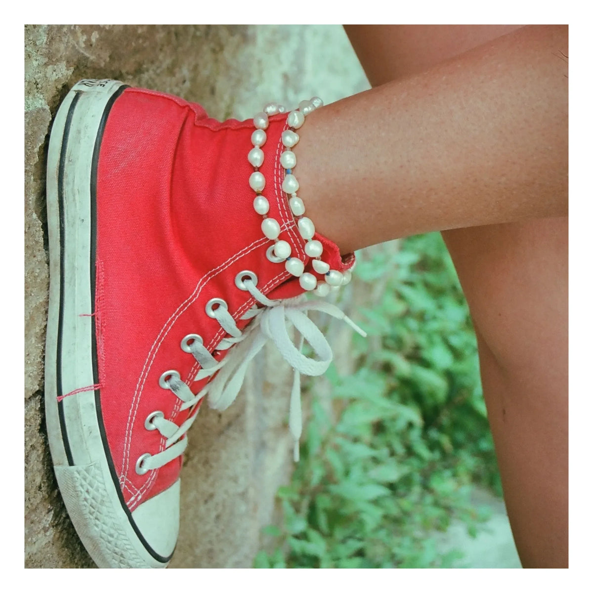 Camille Colette Studio - Pearl Turquoise Anklet | White