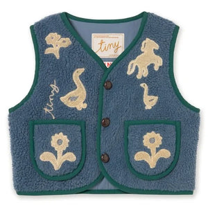 Tinycottons - Oies Sherpa Style Sleeveless Jacket | Blue