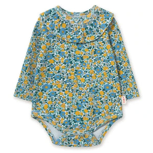 Tinycottons - Organic Cotton Ribbed Floral Pattern Bodysuit | Blue