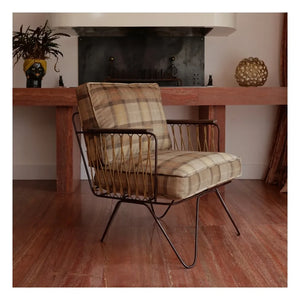 Honoré - Tartan Velvet Croisette Armchair | Caramel