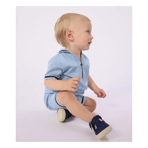 Petit Bateau - Chambray Top and Collar Set | Light Blue
