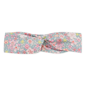 Petit Bateau - Organic Cotton Poplin Flower Headband for Babies | Gray Blue