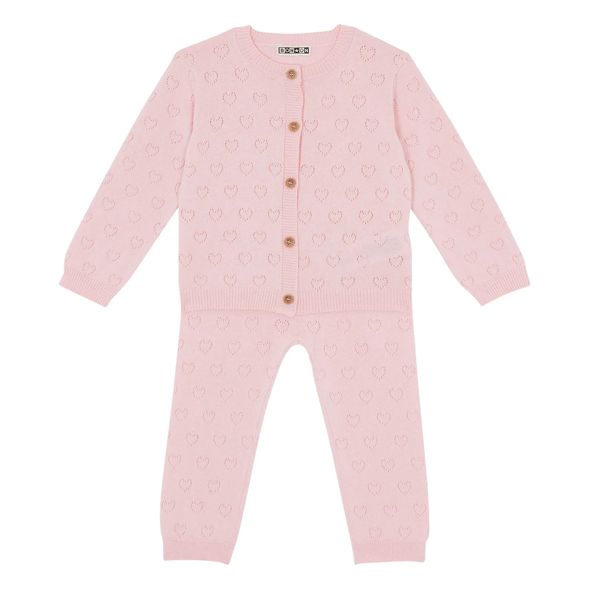 Bonton - Marianne Cardigan and Leggings Set | Powder Pink