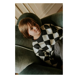 Yuki - Organic Cotton Checkered Sweater | Gray