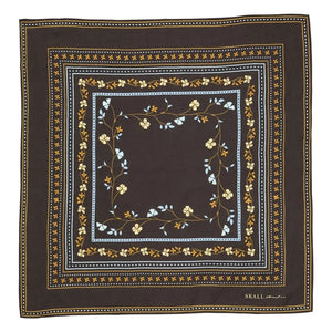 Skall Studio - Floral Pattern Square Scarf | Dark Brown