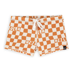 Beach & Bandits - Checkered Hola Recycled Fiber UV Protection Swim Shorts | Ivory