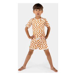 Beach & Bandits - Checkered Hola UV Protection T-Shirt Made from Recycled Fibers | Ivory