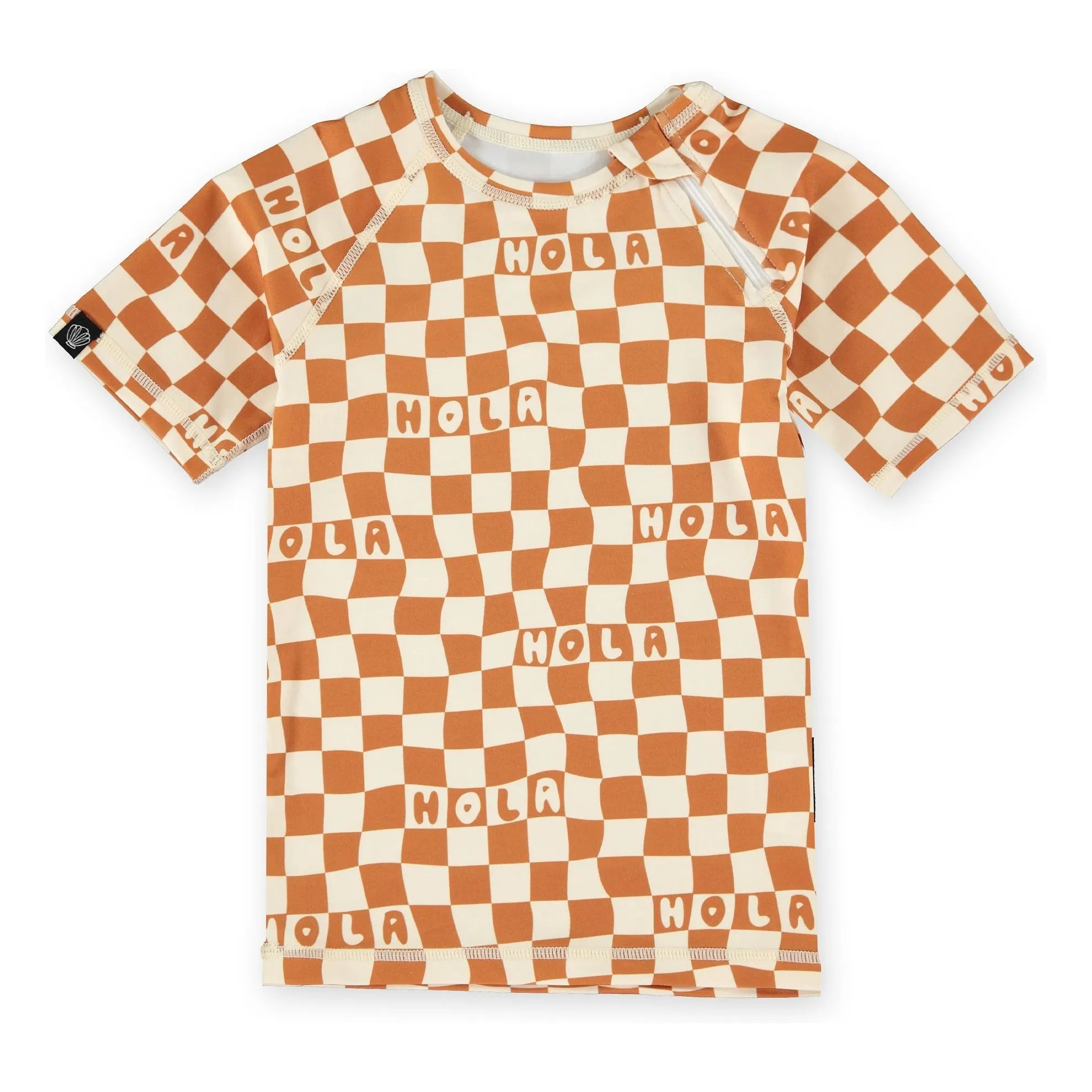 Beach & Bandits - Checkered Hola UV Protection T-Shirt Made from Recycled Fibers | Ivory