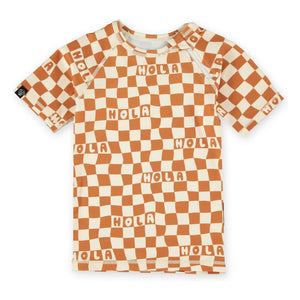 Beach & Bandits - Checkered Hola UV Protection T-Shirt Made from Recycled Fibers | Ivory