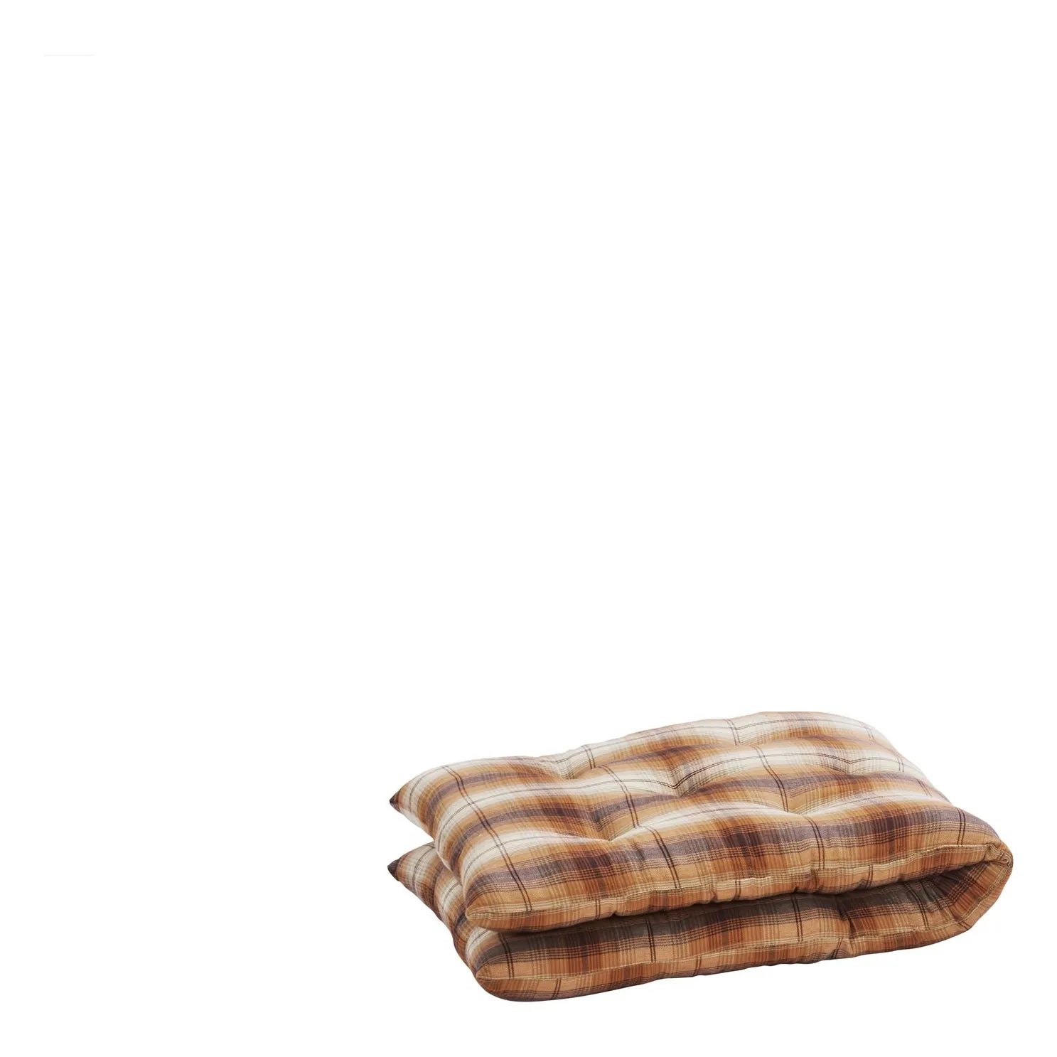 Madam Stoltz - Cotton Checkered Floor Cushion | Pumpkin