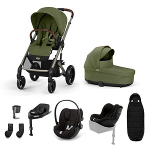 CYBEX Balios S Lux Newborn to Toddler Ultimate Bundle-Travel Systems-Moss Green-1 x Base G | Natural Baby Shower
