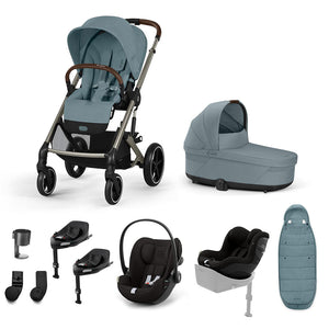 CYBEX Balios S Lux Newborn to Toddler Ultimate Bundle-Travel Systems-Stormy Blue-2 X Base G | Natural Baby Shower