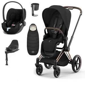 CYBEX Priam Cloud T Ultimate Travel System - Sepia Black-Travel Systems-Rose Gold-None | Natural Baby Shower