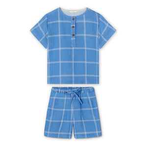 Fliink - Cha Cha Gingham Shorts and T-Shirt Set | Blue