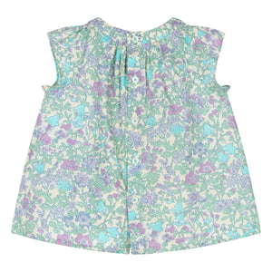 Bonpoint - Pais Liberty Organic Cotton Gathered Dress | Green Water