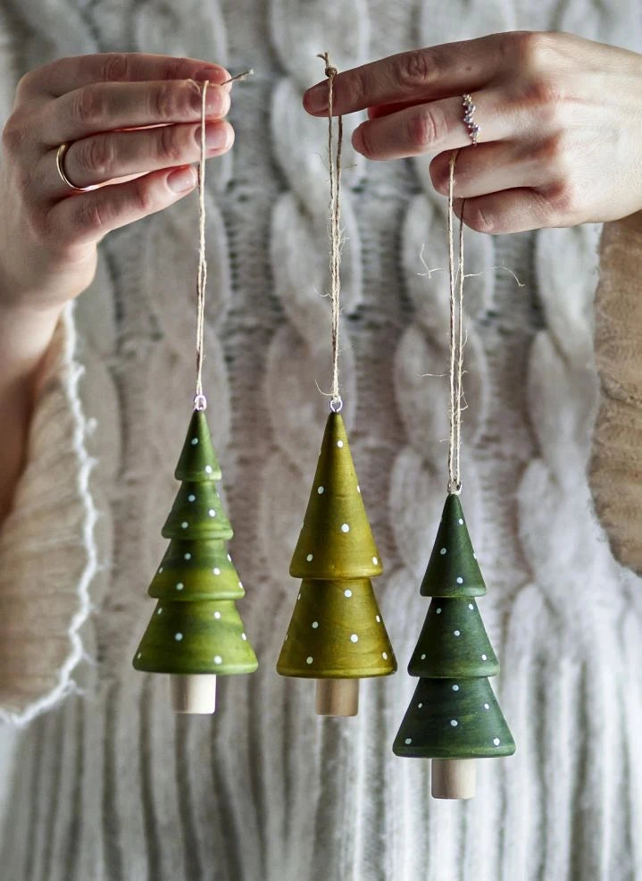 Bloomingville - Jayli Christmas Tree Ornaments - Set of 3 | Green