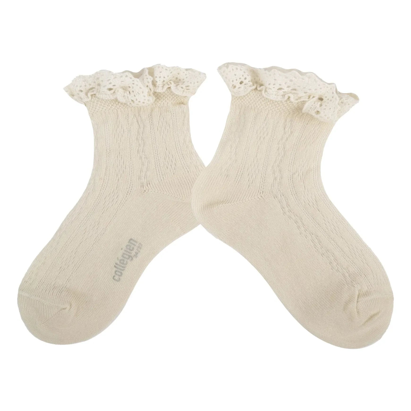 Collégien - Annette Lace Ruffled Socks | Natural