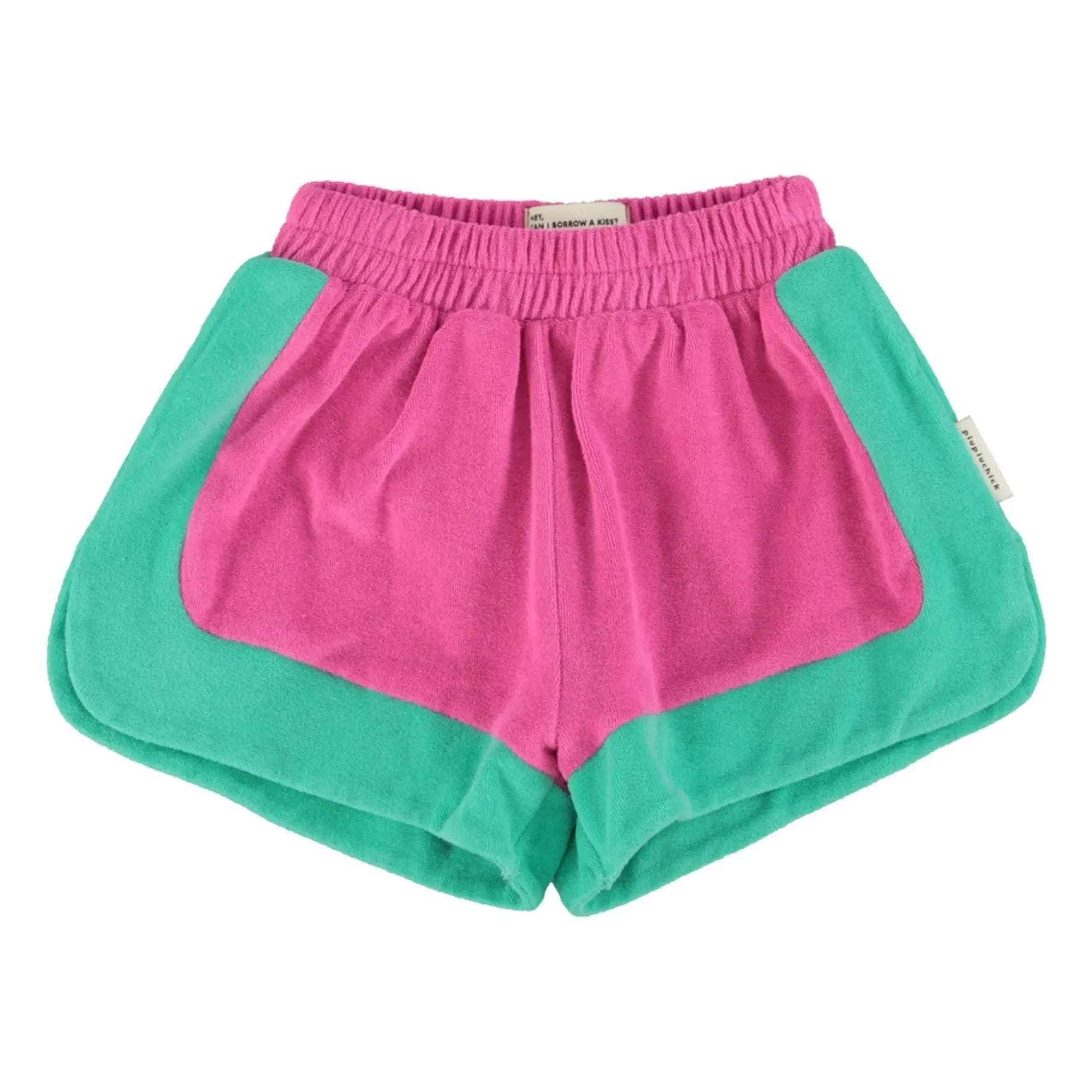 Piupiuchick - Color Block Organic Cotton Towel Shorts | Fuchsia